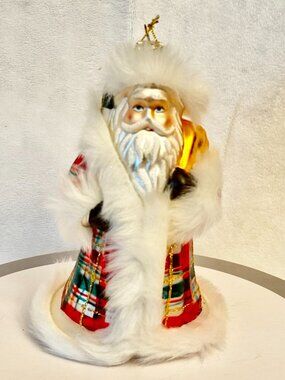 Robert Stanley Home Collection 7" Santa with Gift Bag Glass Ornament Christmas